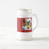 Red Christmas Foto Stein mit grüner Grenze Bierglas (VorderseiteRechts)