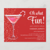 Red Christmas Geburtstag Cocktail Budget Einladung (Vorderseite)