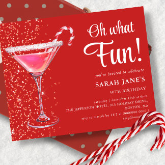Red Christmas Geburtstag Cocktail Budget Einladung
