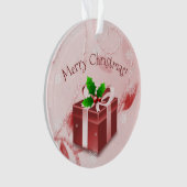 Red Christmas Geschenk Ornament (Vorderseite)