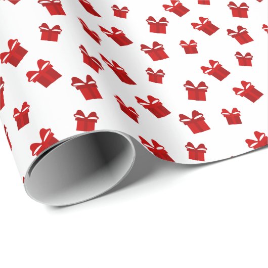 Red Christmas Geschenke über das weiße Hintergrund Geschenkpapier (Rolleneckpunkt)