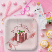 Red Christmas Geschenkpapier Platte Pappteller (Party)