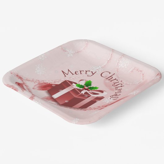Red Christmas Geschenkpapier Platte Pappteller (Gewinkelt)