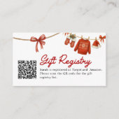 Red Christmas Gift QR Code Registry Card Begleitkarte (Vorderseite)