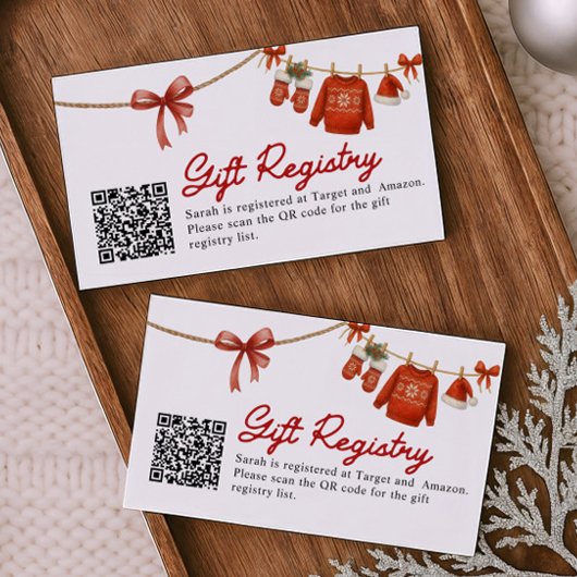 Red Christmas Gift QR Code Registry Card Begleitkarte