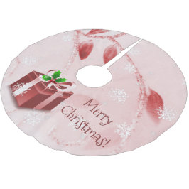 Red Christmas Gift Tree Skirt Polyester Weihnachtsbaumdecke