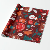 Red Christmas Gift Wrapping Paper with Festive Ico Geschenkpapier (Ungerollt)