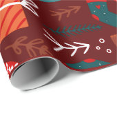 Red Christmas Gift Wrapping Paper with Festive Ico Geschenkpapier (Rolleneckpunkt)