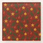 Red Christmas Glass Untersetzer - Feiertagsgestalt (Vorderseite)