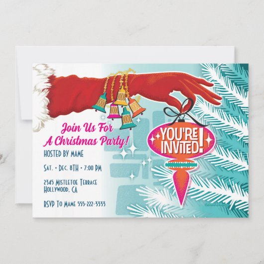 Red Christmas Glove Party Einladung (Vorderseite)