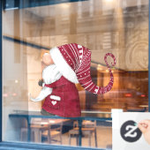 Red Christmas gnome Illustration Fensteraufkleber (Café-Fenster)