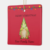 Red Christmas Gnomes Keramikornament (Links)