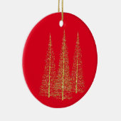 Red Christmas Gold Trees Ball Star Foto Ornament (Rechts)