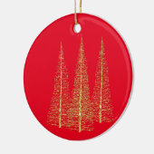 Red Christmas Gold Trees Ball Star Foto Ornament (Links)