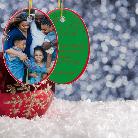 Red Christmas Green Foto wünscht Keramik Ornament