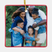 Red Christmas Green Foto wünscht Keramikornament (Vorderseite)