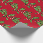 Red Christmas Green Mistletoe Pattern Geschenkpapier (Ecke)