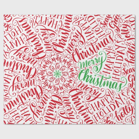 Red Christmas Hand Lettered Calligraphy Mandala Geschenkpapier (Flach)