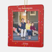 Red Christmas Holiday Frame Family Keepake Foto Keramikornament (Links)