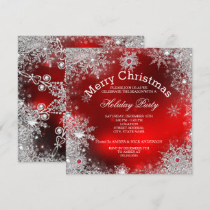 Red Christmas Holiday Party Winter Wonderland Einladung