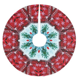 Red Christmas Holiday Tree Skirt Polyester Weihnachtsbaumdecke