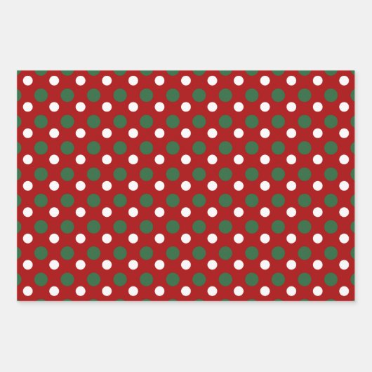 Red Christmas Holidays Polka Dots Pattern Geschenkpapier Set (Vorderseite)