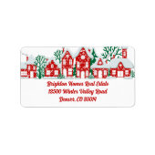 Red Christmas Houses Realtor Return Address Adressaufkleber (Vorne)