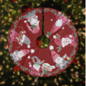 Red Christmas I Liebe Gnomes Whimsical Holiday Polyester Weihnachtsbaumdecke