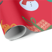 Red Christmas Icons Geschenkpapier (Rolleneckpunkt)