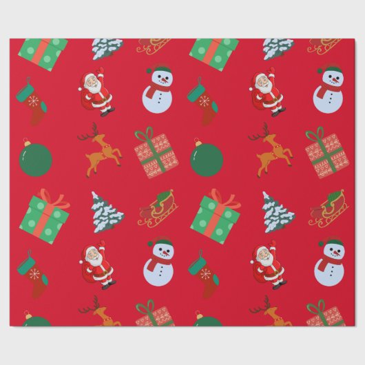 Red Christmas Icons Geschenkpapier (Saum)