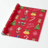 Red Christmas Icons Wrapper Paper Geschenkpapier (Ungerollt)
