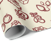 Red Christmas Illustrations Wrapping Paper Geschenkpapier (Rolleneckpunkt)