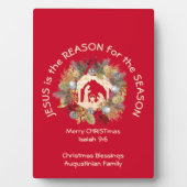 Red Christmas JESUS IST DIE REASON Plaque Fotoplatte (Vorderseite)