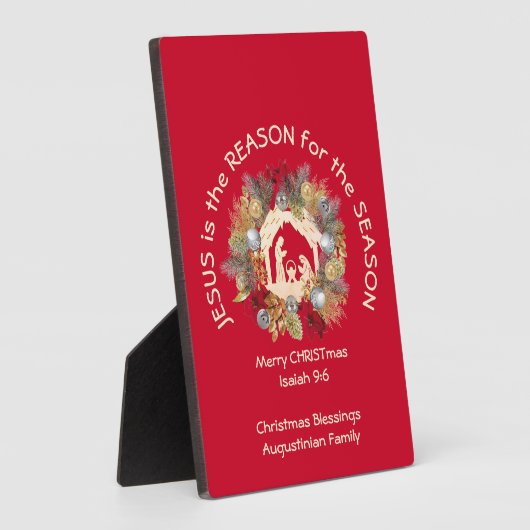 Red Christmas JESUS IST DIE REASON Plaque Fotoplatte (Seite)