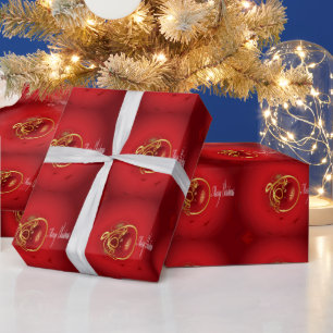 Red Christmas Jingle Bells haben einen gesegneten Geschenkpapier