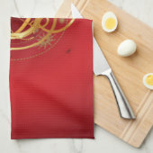 Red Christmas Jingle Bells haben einen gesegneten Geschirrtuch (Viertel Falte)