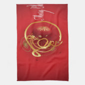 Red Christmas Jingle Bells haben einen gesegneten Geschirrtuch (Vertikal)