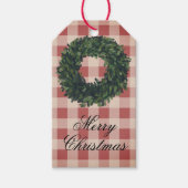 Red Christmas Karierte "Frohe Weihnachten" Typogra Geschenkanhänger (Vorderseite)