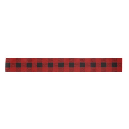 Red Christmas Karierte Muster Custom Satinband (Vorderseite)