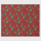 Red Christmas Leaf Wrapping Paper Geschenkpapier (Flach)