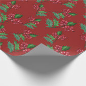 Red Christmas Leaf Wrapping Paper Geschenkpapier (Ecke)
