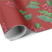 Red Christmas Leaf Wrapping Paper Geschenkpapier (Rolleneckpunkt)