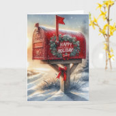 Red Christmas Mailbox in Snow Karte (Gelbe Blume)