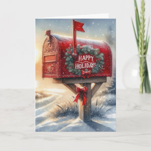 Red Christmas Mailbox in Snow Karte