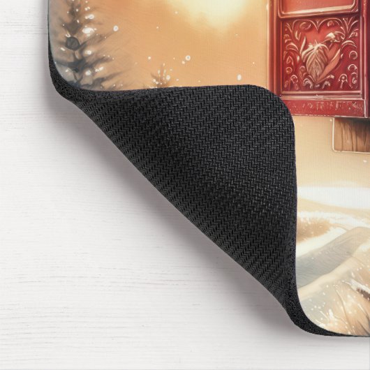 Red Christmas Mailbox in Snow Mousepad (Ecke)