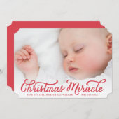 Red Christmas Miracle Holiday Birth Ankündigung (Vorne/Hinten)