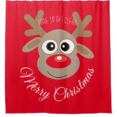 Red Christmas Niedlich Cartoon Reindeer Script Duschvorhang (Vorderseite)