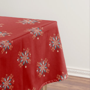 Red Christmas Nordic Folk Snowflake Muster Tischdecke