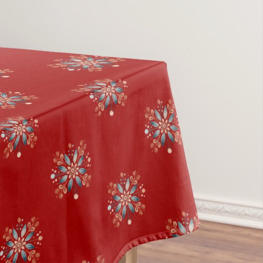 Red Christmas Nordic Folk Snowflake Muster Tischdecke (Beispiel)