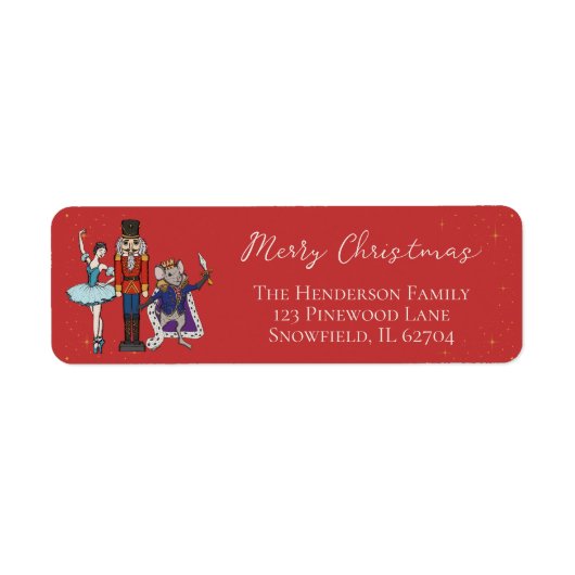 Red Christmas Nutcracker Ballet Return Address (Vorne)